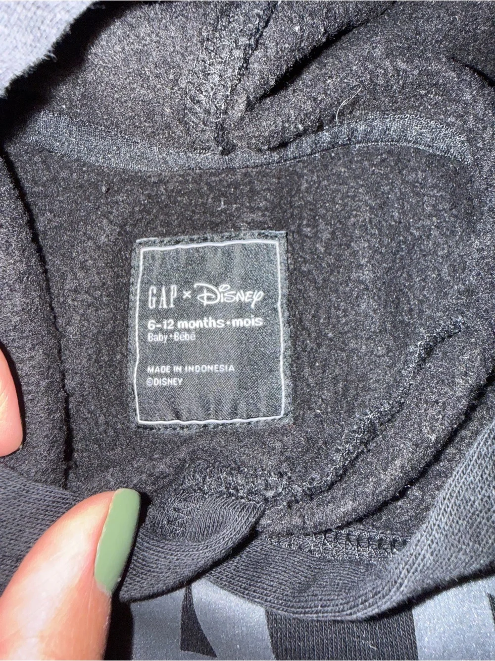 GAP Black Hoodie with Mickey Mouse Graphic